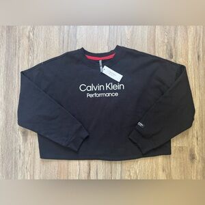 Calvin Klein Performance Cropped Sweatshirt Womens Size XL Crew Neck Activewear